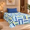 Home Stylish 280 TC Floral Print Ezyption Cotton 1 Single Bedsheet with 1 Pillow Cover Firozi Blue