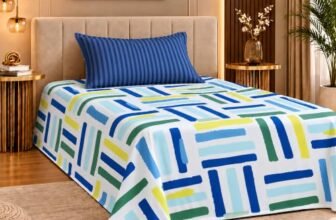 Home Stylish 280 TC Floral Print Ezyption Cotton 1 Single Bedsheet with 1 Pillow Cover Firozi Blue