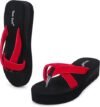 TWOSOFT Women Flip Flops (Red, 7)