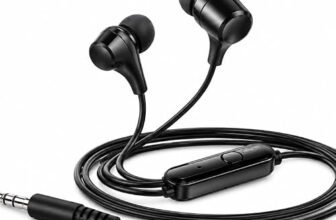 Trendy Multimedia Wired Earphones with Mic, 10mm Super Bass Driver, 3.5mm AUX Jack, Noise Cancellation, in-Line Volume Control, Compatible with Laptops, PCs, Tablets and Smartphones, Black