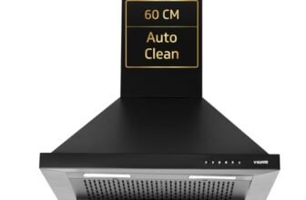 V-Guard P10 60 cm Chimney for Kitchen | 1200 m³/h High Suction Power | Filterless | One-Press Heat Auto-Clean | Energy-Efficient LED Lights | Low Noise | Easy-to-Clean Panel | Free Cleaning Contract