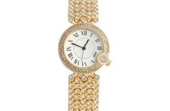 Haute Sauce Women’s The Bling Round Watch | California Gold Stainless Steel Strap | Ivory White Dial | One-Size | Foldover Closure | Quartz | Battery | Wrist Belt Watch for Female and Girls