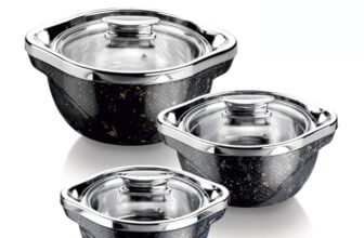 Signoraware Royal Bliss BPA Free Plastic Casserole Set| Inner Steel & Outer Plastic| Safe & Durable Gifting Set| Ideal for Storing Chapatti, Rice & Curries (1L+ 1.5L+ 2L| Setof3| Black)