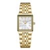 Daniel Hechter Paris Clara Collection Analog Quartz Watch for Women with Square Mother of Pearl White Dial, Metal Case, Gold Stainless Steel Strap and Water Resistant – DHW2027-55
