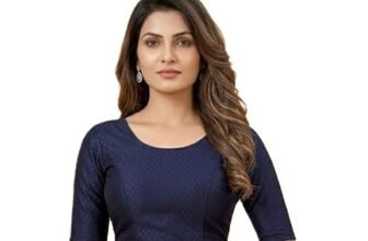PAARTH ENTERPRISE Readymade Women Blouse Round Neck Half Sleeve Blouse (FA1-1002-Nevy-36)