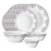 Larah by Borosil Lark Fluted Series Opalware Dinner Set | 13 Pieces for Family of 4 | Microwave & Dishwasher Safe | Bone-Ash Free | Crockery Set for Dining & Gifting | Plates & Bowls | White