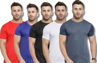 AWG ALL WEATHER GEAR Men Polyester Dry Fit (Pack of 5, Gym T Shirt for Man | Quick Dry Fit Regular Fit Half Sleeve Solid Round Neck Sports T-Shirt, Assorted, Small