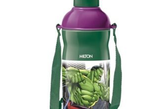 Milton Marvel Kool Elite 400 Insulated Water Bottle for School Kids I Food Grade, Leak Proof Flip Top Lid, Easy to Carry Loop, Insulated Thermo Sipper Bottle for Kids, 426 ml, Dark Green (Hulk Print)