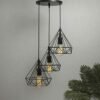 ONLINE GENERATION Diamond Cluster Pendant Light, Home Decor Items, Hanging Ceiling Decorative Chandelier Home, Living Room, Indoor Outdoor Jhumar Lighing, 40 Watts, Black