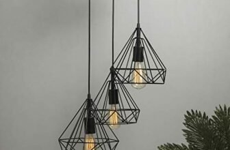 ONLINE GENERATION Diamond Cluster Pendant Light, Home Decor Items, Hanging Ceiling Decorative Chandelier Home, Living Room, Indoor Outdoor Jhumar Lighing, 40 Watts, Black
