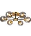 Sputnik Chandelier, 6 Light Golden Black Modern Hanging Light For Home Decor Living Room Cafe Restaurant chandelier Lamp Antique Brass Gold Black, Smoke Grey Glass with LED Bulb, for Room Dining Table