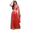 BIBA Women’s Tafeta Silk Lehenga Choli Set Readymade Printed Flared Salwar Kurta Dupatta(Skdsummer S8500_Coral Pink_42)