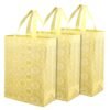 Kuber Industries Unisex-Adult Shopping Handbag | Grocery Shopping Bag | Reusable Shopping Bags | Vegetable Bag | Check-Kalash Carry Bag | Pack of 3 | Yellow