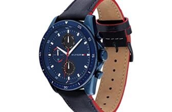 Tommy Hilfiger Mens 44 mm Parker Blue Dial Leather Analogue Watch – TH1791839W