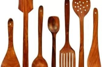 Ace Wood Crafts Wooden Serving and Cooking Spoons Wood Brown Spoons Kitchen Utensil Set of 7