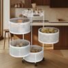 Amazon Brand – Solimo 360° Revolving Preassembled Portable 4 Layer Round Multipurpose Storage Kitchen Rack Carbon Steel Fruit Vegetable & Spice Trolley with Wheels for Kitchen Organizer(Matte, White)