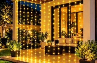 Desidiya 200 LED Waterfall Curtain String Lights 3x2m Warm White | 8 Lighting Modes, Adjustable Brightness, Memory Function, 10 Hanging Strands, Indoor & Outdoor Use