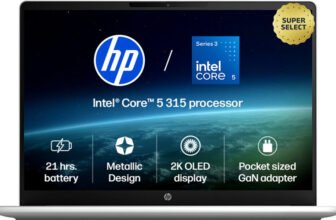 HP Omnibook 3 Next Gen AI PC, 2K OLED Intel Core 5 Series 3 315 – (12 GB/512 GB SSD/Windows 11 Home) 14-ht0242TU Laptop(14 inch, Glacier Silver Aluminum, 1.4 kg, With MS Office)