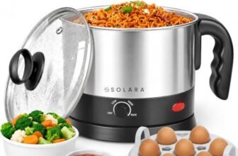 SOLARA Electric Kettle Multipurpose 1.5 Litre, 600 Watts, Stainless Steel Body with Glass Lid, 3 Boiling Modes, for Hot Water, Milk, Tea, Coffee, Cooking Oats, Noodles, Soup, Egg Boiler Machine-Black