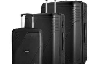 HRX Icon 3Pc Set Haileys Black Polypropylene Hard Shell Suitcase Set – Premium Travel Trolley Bags with 4 Spinner Wheels, Number Lock & Water Resistant Body
