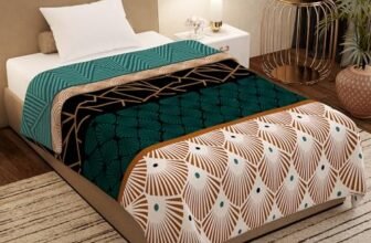 Story@Home Premium Plush Summer Double Bed Dohar/AC Blanket – Teal & Black | Geometric, 300 GSM Reversible Lightweight Cozy Soft for Bed, Sofa, Couch, Travel & Camping | 220×240 cm