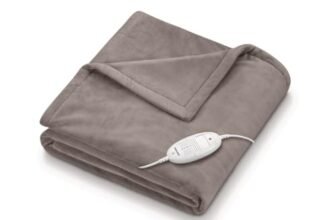 Beurer German Engineering HD 75 Electric Overblanket I Fast Heating Throwblanket I German Engineering I 6 Temperature Levels I Auto Shut-Off I Machine Washable 30°C I Overheat Protection I OEKO-TEX Certified I Removable Switch I Power of 100W I 3-Year Warranty
