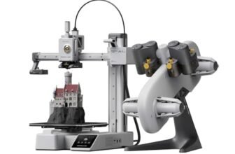 Bambu Lab A1 Mini Combo 3D Printer with AMS Lite by WOL3D – 4 Multi Color Printing Machine, 500mm/s High Speed, 180×180×180mm Build Volume, Auto Calibration, PEI Plate, Supports PLA, PETG, TPU & PVA