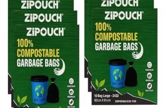 Zipouch Compostable Garbage Bag Large Size – Pack of 6, Eco-Friendly Dustbin Bags Large Size for Home and Office, Durable and Biodegradable Garbage Bag Solution | 60 Count|