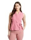 Symbol Premium Women’s Solid Sleeveless Wrap Top (Regular Fit | Desk-to-Dinner) (Available in Plus Sizes) (SBP-SS24-WTOP-205_Pink_S)