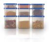 SIMPARTE Modular Airtight Kitchen Storage Container Set with Plain Lid 1800ml x 3, 1200ml x 3, 525ml x 3 (Peppy Blue, Set of 9)