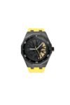 ZAVOURE Nate Chronograph Men’s Watch, Analog Black Dial (Black, Yellow, Rubber)