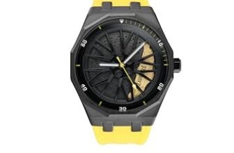 ZAVOURE Nate Chronograph Men’s Watch, Analog Black Dial (Black, Yellow, Rubber)