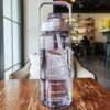 JEBISON Abs Transparent Motivational Water Bottles With Time Marker: Gym Big Bottle Straw & Handle-Leakproof Bpa-Free Fitness Sports Bottle-[2000-ML](PURRPLE)