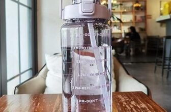 JEBISON Abs Transparent Motivational Water Bottles With Time Marker: Gym Big Bottle Straw & Handle-Leakproof Bpa-Free Fitness Sports Bottle-[2000-ML](PURRPLE)