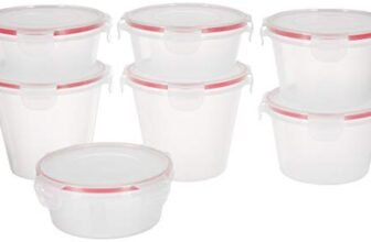 Amazon Brand – Solimo Plastic Kitchen Storage Container Set, 7-Pieces, Transparent