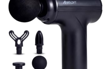 Boldfit Massage Gun for Pain Relief Full Body Deep Tissue Muscle Massager with 4 Pro Heads, 6 Speed Levels & Type-C Charging with 3000mAh Battery for Gym & Home BoldGun CompactX Mini, Black