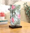 tu casa Table Lamp with Floral Cotton Shade | Black Metal Base Bedside & Night Lamp for Bedroom, Living Room, Home Décor & Gifting
