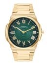 French Connection Textured Green Round Dial with Gold Stainless Steel Strap Watch for Mens – FCN0125GM