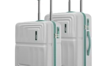 Safari Roma Hard Luggage Trolley Bag with 8 Wheels Set of Cabin and Medium Size Suitcases – Fog Grey