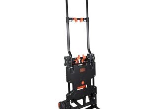 BLACK+DECKER ‎BXWT-H206-SP 2-in-1 Folding Handtruck, 55/120kg(Handtruck/Platform) Load Capacity, Weight 7.3kg, Black & Orange, Open Dimn: 78x45x92 cm, Folded Dimn: 38.9×11.7×64.3 cm