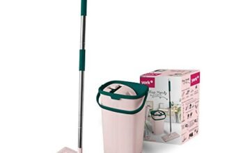 YORK Hands-Free Squeeze Microfiber Flat Spin Mop System 360° Flexible Head (32X12 cm) with Bucket, 59.8” Extended Stainless Steel Handle with with Extra 1 Super-Absorbent Reusable Microfiber Pads