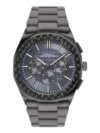 French Connection Textured Blue Round Dial with IP Gun Stainless Steel Metal Strap Multifunction Watch – for Mens FCH27GNM