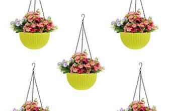 Go Hooked Plastic Hanging Pot, Yellow, 4.8 Inch, 5 Pieces