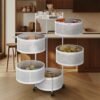 Amazon Brand – Solimo 360° Revolving Preassembled Portable 5 Layer Round Multipurpose Storage Kitchen Rack Carbon Steel Fruit Vegetable & Spice Trolley with Wheels for Kitchen Organizer(Matte, White)