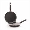 Amazon Brand – Solimo Aluminium 2 Piece Non-Stick Cookware Set with Detachable Handle | Granite Finish | Induction Base | PFOA Free | High Temperature Resistant Exterior Coating | Black