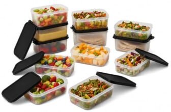 AQUAWARE Plastic Storage Food Containers with Lid Set of 12 (6x350ml & 6x250ml) Black,BPA Free Food Grade Plastic Container,Microwave & Dishwasher Safe,Airtight Leak Proof,Lunch box for office