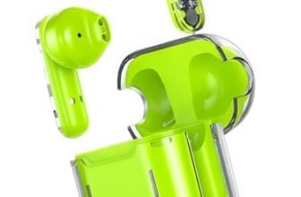 VEHOP TM10 Transparent Truly Wireless TWS Earbuds, AI-ENC Calls, Long Playtime, Immersive Audio, Bluetooth v5.3 Wireless Earphone, Voice Assistant, Type-C Fast Charging & IPX5 Water Resistant. (GREEN)