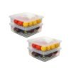 Sulfar Fridge Storage Boxes Fridge Organizer with Removable Drain Plate Tray, Storage Container (Pack of 4)