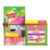 Scotch-Brite Combo Rubber Kitchen Gloves (Small) + Scotch-Brite Sponge Wipe Resusable Kitchen Cleaning Foam Cellulose Wood Sponge