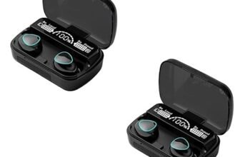 MB Star TWS M10 Bluetooth V5.1 in-Ear Wireless Earbuds with Upto 4 Hours Playback Stereo with Charging Power Bank Case Waterproof Bluetooth Earphones with Mic, Noise-Cancellation – Pack of 2, Black